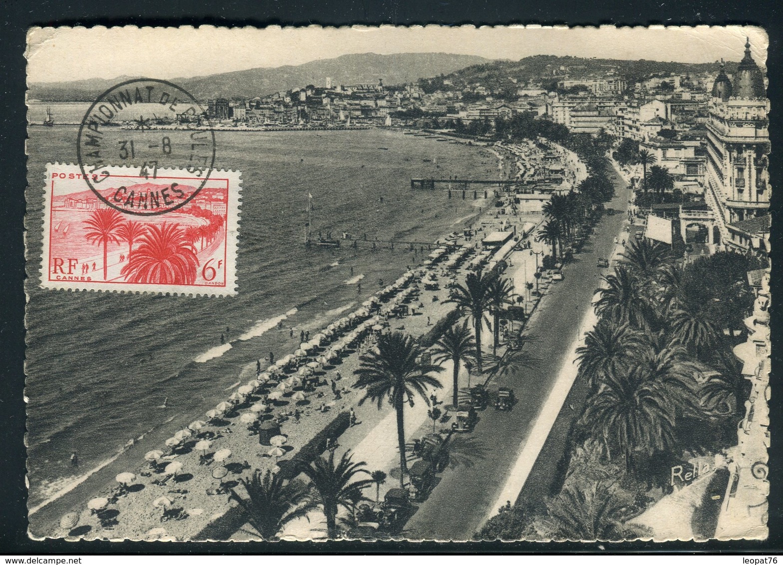 Vignette + Cachet + Oblitération " Championnat De France Bouliste " Sur Carte Postale De Cannes En 1947 -  Réf M18 - Briefe U. Dokumente