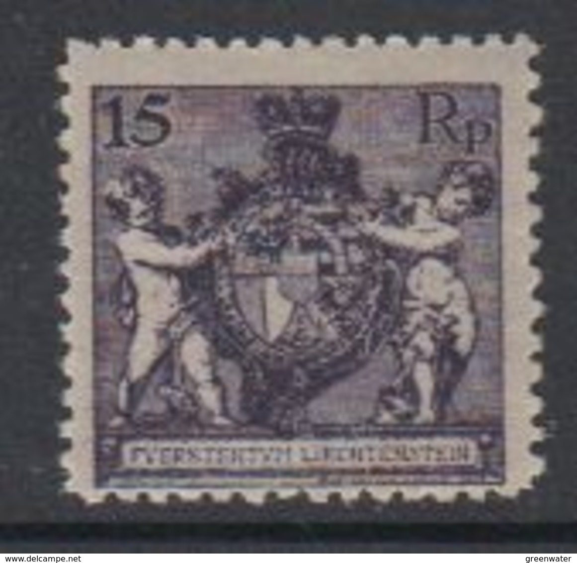 Liechtenstein 1921 Freimarke Landeswappen 15Rp Perf 12.5 * Mh (= Mint, Hinged) (42870) - Ongebruikt