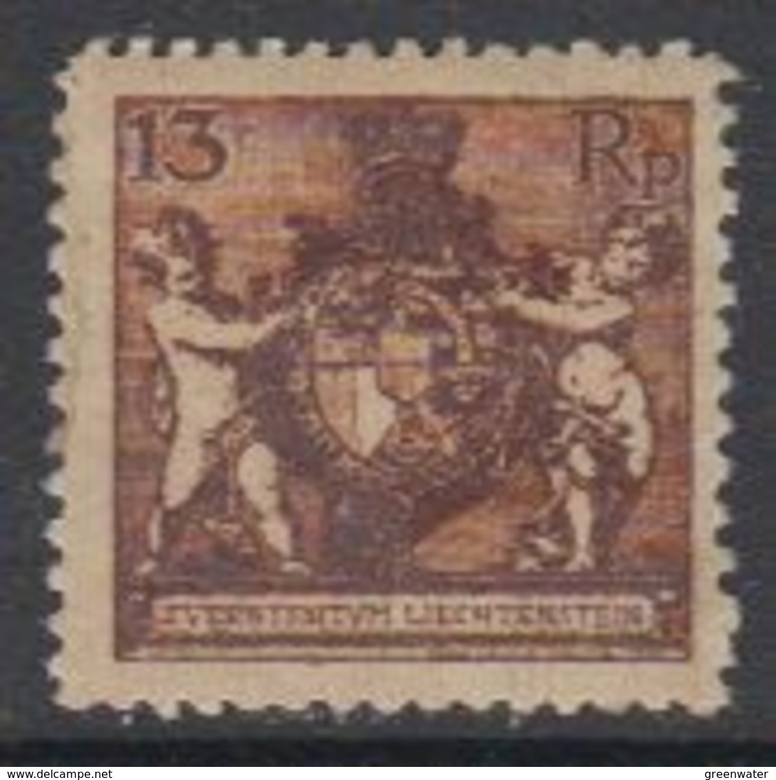 Liechtenstein 1921 Freimarke Landeswappen 13Rp Perf 12.5 * Mh (= Mint, Hinged) (42870C) - Ongebruikt