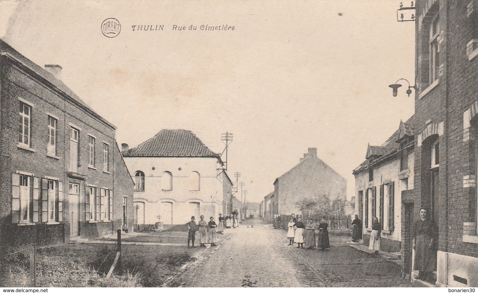 CPA BELGIQUE THULIN  RUE DU CIMETIERE ANIMEE   PEU COURANTE - Hensies