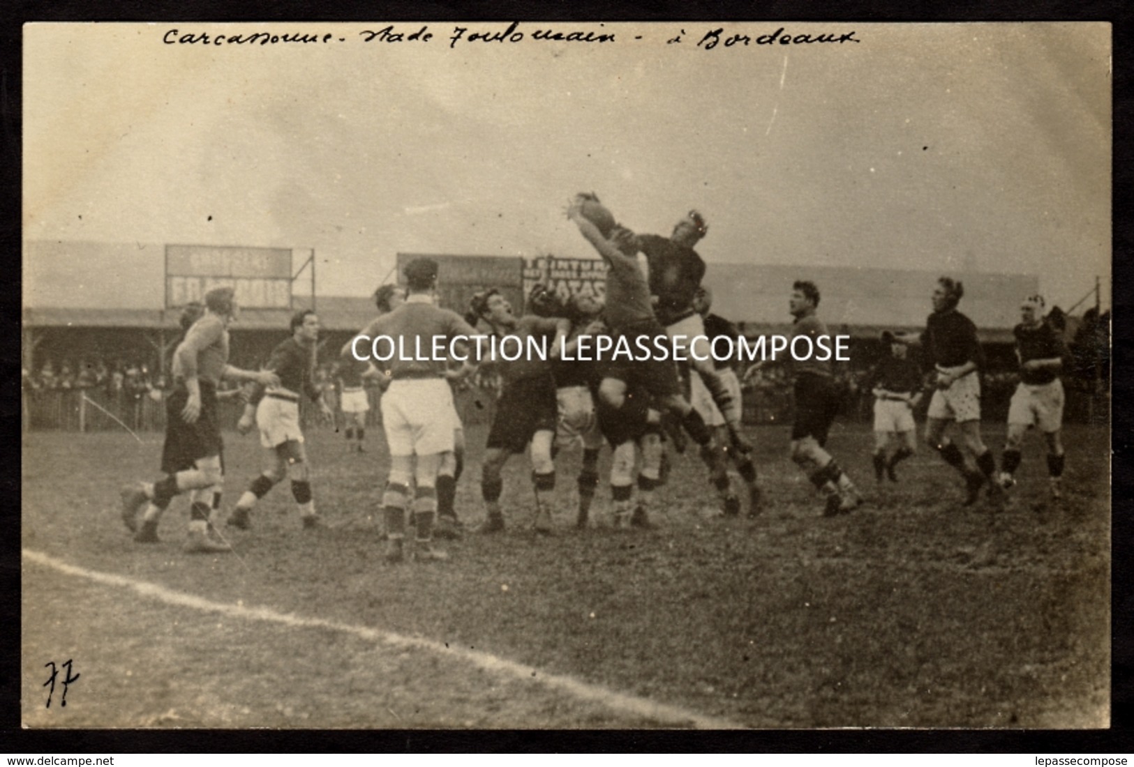 TOP RUGBY - ASC CARCASSONNE VS STADE TOULOUSAIN - DEMI FINALE 05/04/1925 - LUBIN LEBRERE SAUTE A LA TOUCHE - Rugby