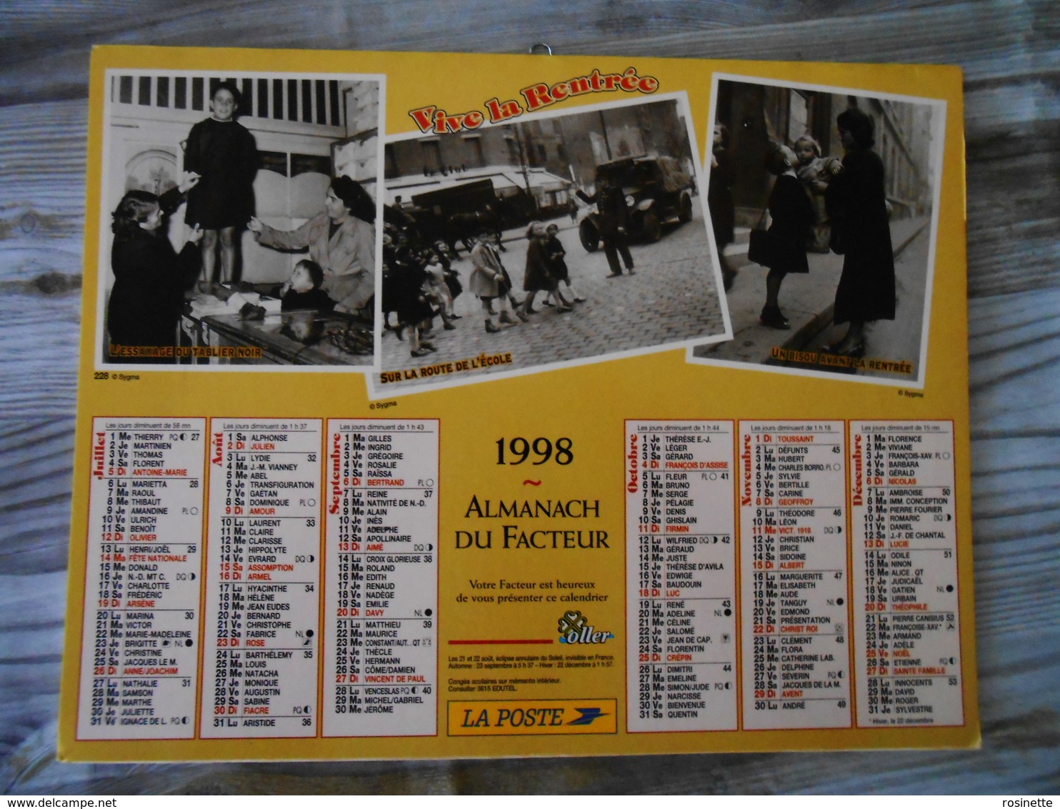 1998 Calendrier/ Almanach  De La Poste /RETRO VIVE LES VACANCES Les Premiers Congés Payés , L'école, La Libération.... - Grand Format : 1991-00