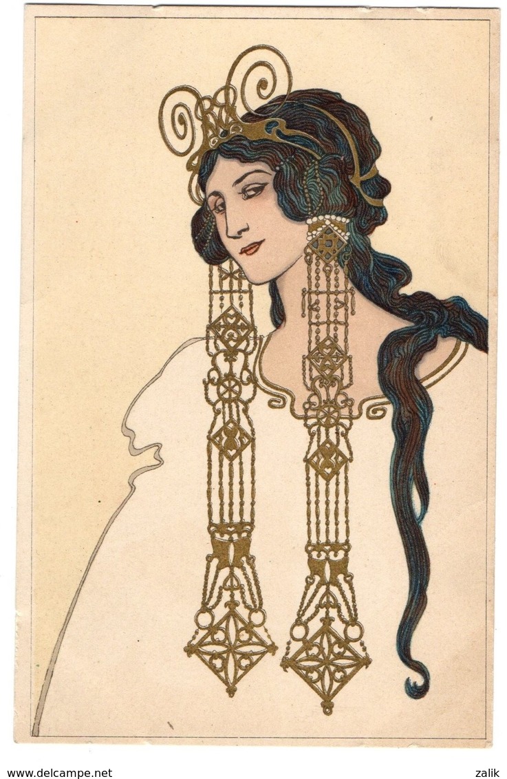 CPA - Illustrateur - Femme Art Nouveau Style Mucha - 1900-1949