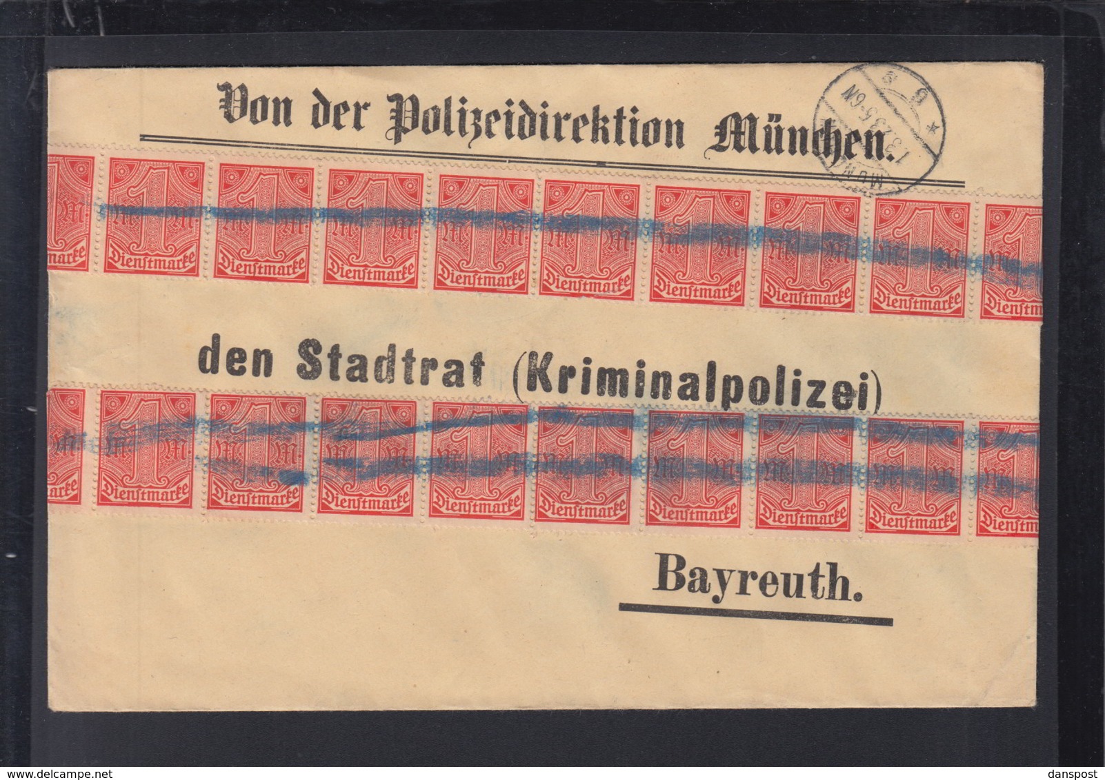 Dt. Reich Brief Polizei Direktion München 1923 An Kripo Bayreuth - Servizio