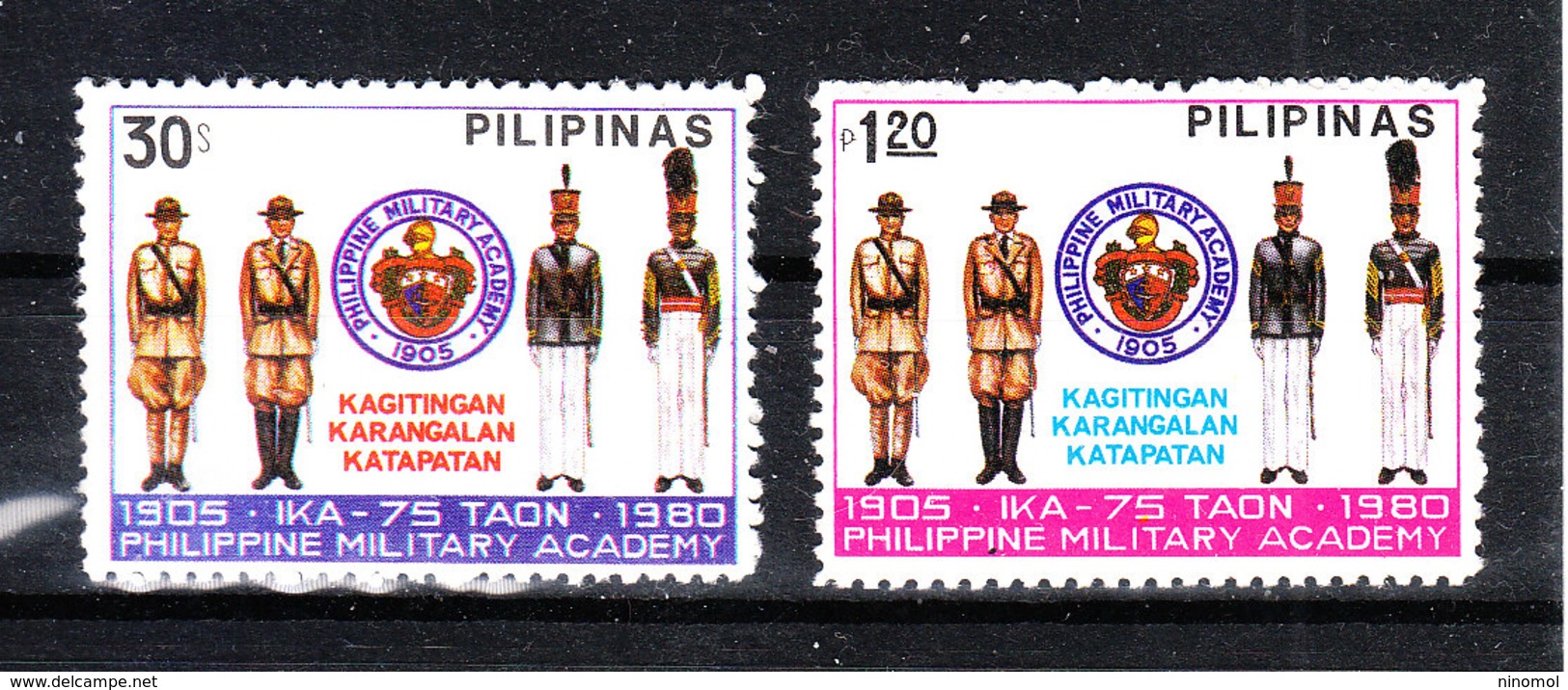 Filippine  -  1980. Accademia Militare: Uniformi. Military Academy: Uniforms.. Complete MNH Series - Militaria