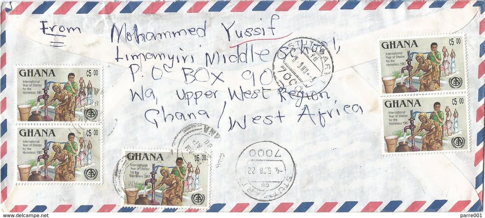 Ghana 1988 Wa International Year Shelter Waterpump Express Cover - Ghana (1957-...)