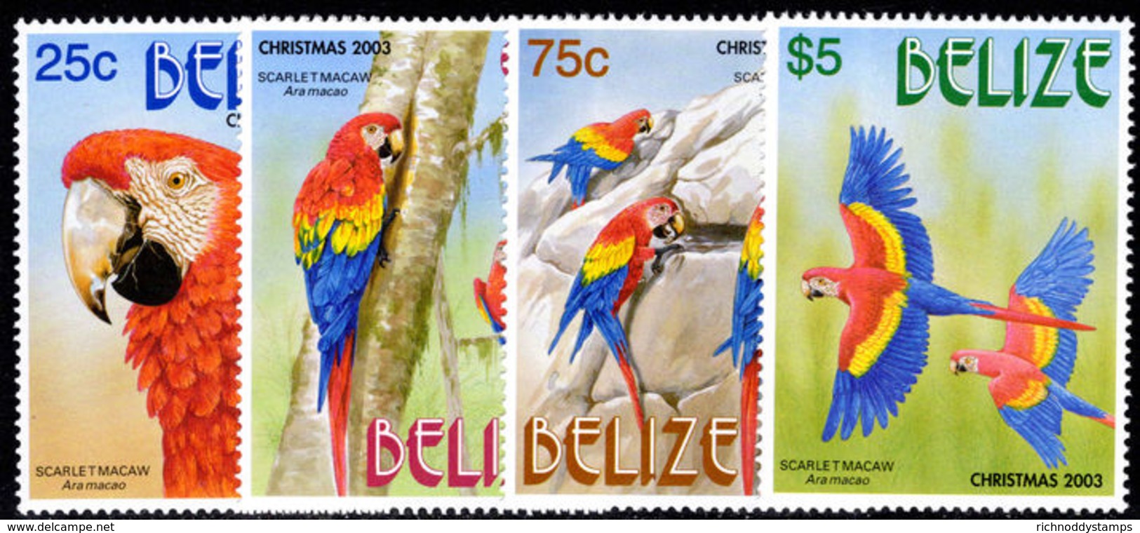 Belize 2003 Christmas. Scarlet-Macaw Unmounted Mint. - Belize (1973-...)