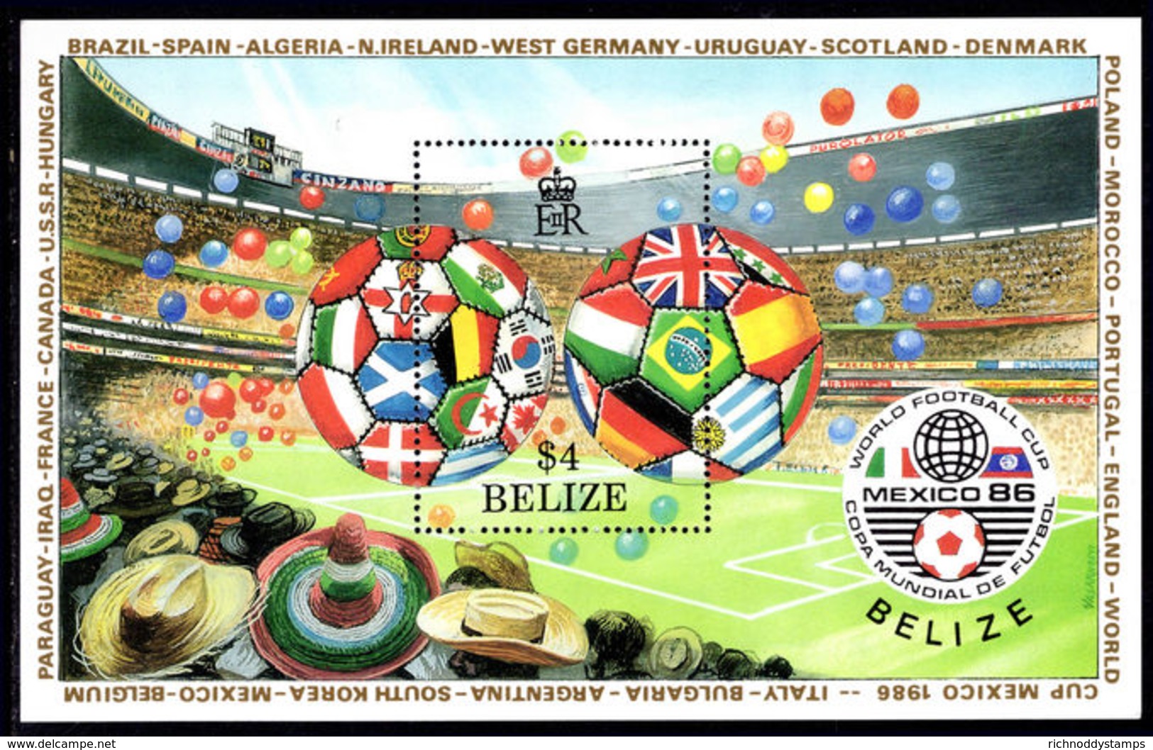 Belize 1986 World Cup Football Souvenier Sheet Unmounted Mint. - Belize (1973-...)