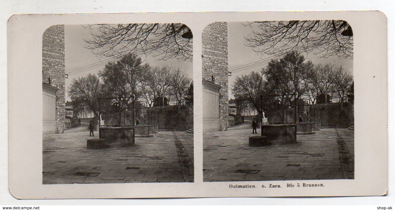 AK-1799/ Zara Zadar Die 5 Brunnen Kroatien Foto Stereofoto 1906 - Stereoscopic