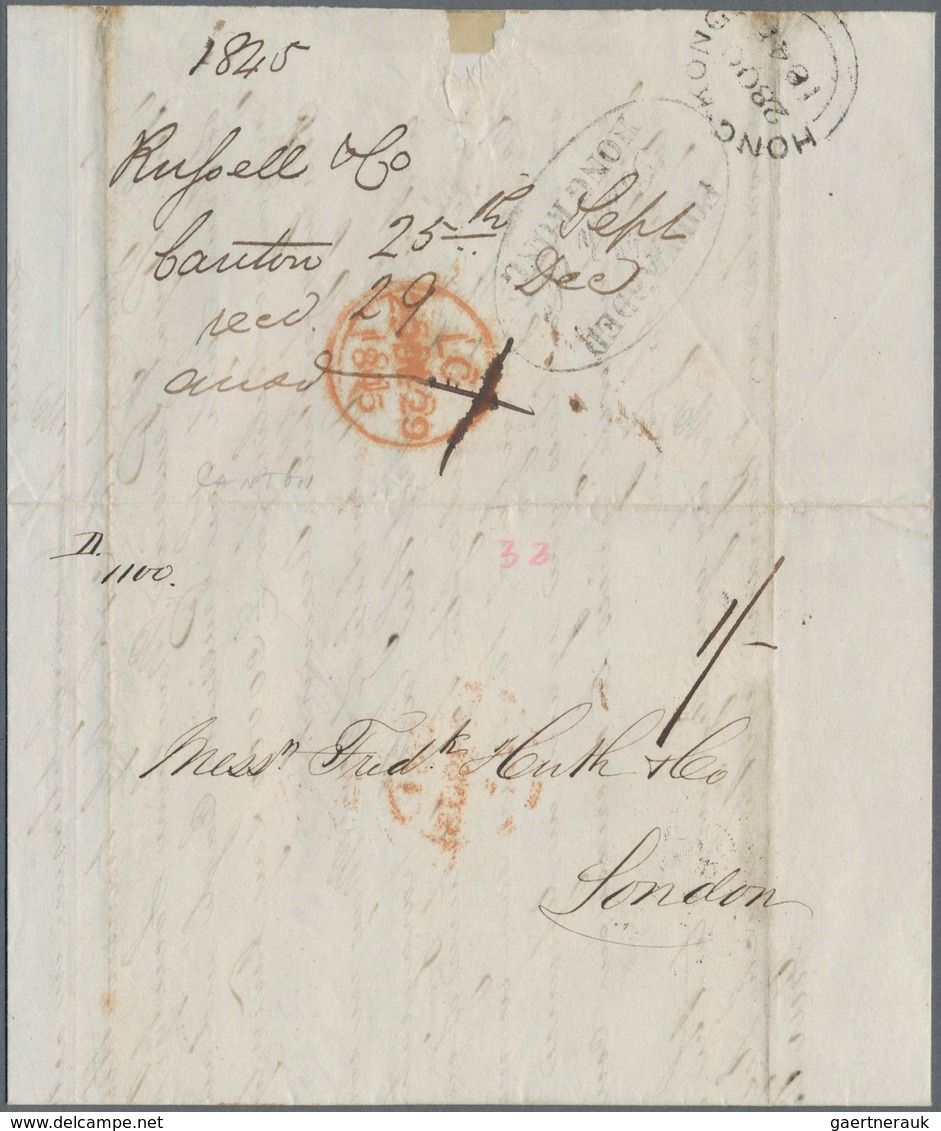 China: 1845, Folded Envelope From CANTON Bearing Black Oval "FORWARDED BY BUSH & CO HONGKONG" (Rowe - Other & Unclassified