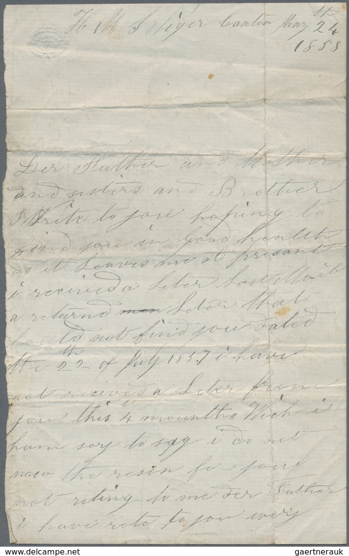 China: 1857-58 Correspondence from and to James Emmett on board H.M.S. "Niger" at CANTON RIVER and i