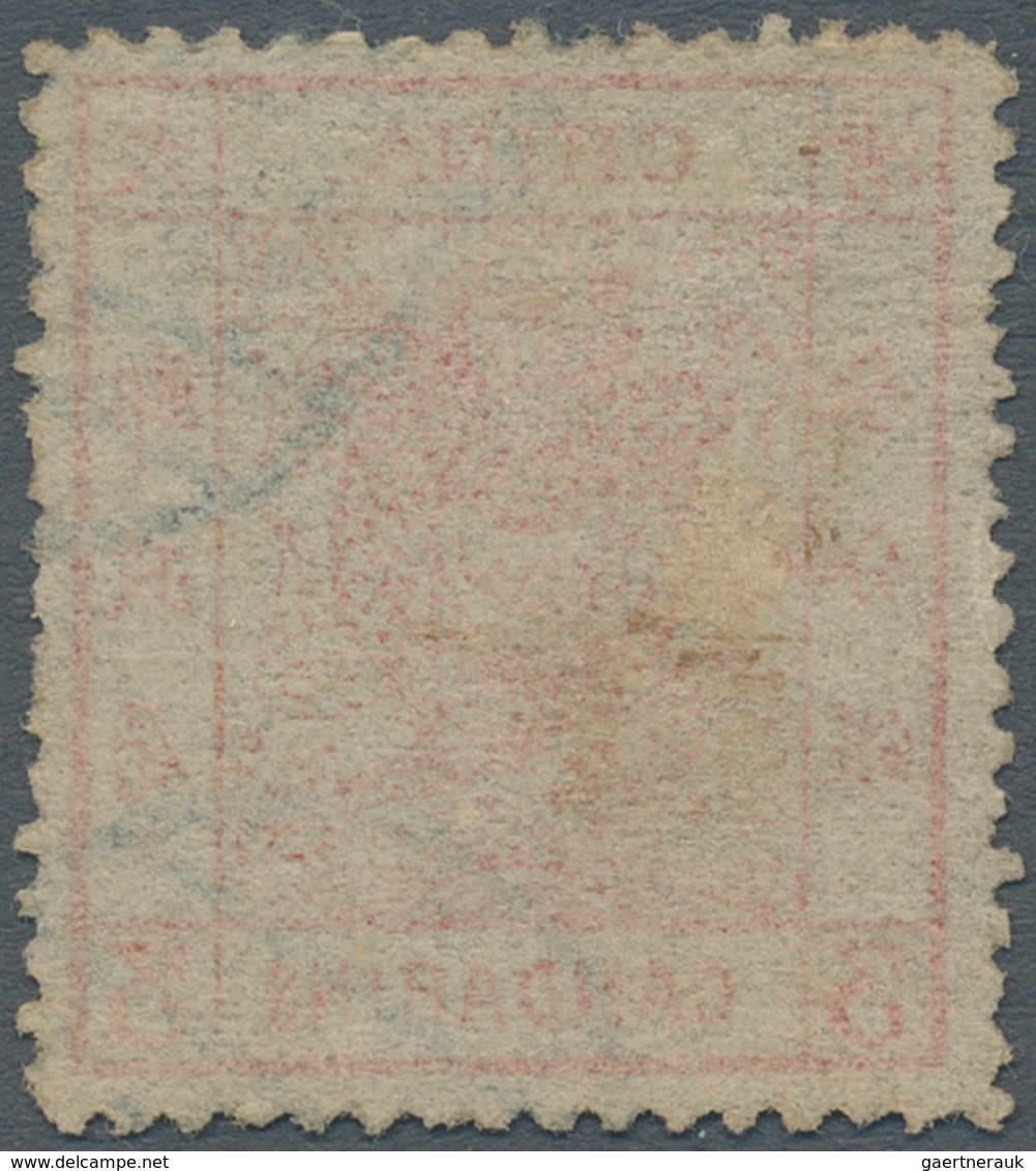 China: 1878, Large Dragon Thin Paper 3 Ca. Dark Red, Used Blue Seal (Michel Cat. 280.-). - Andere & Zonder Classificatie