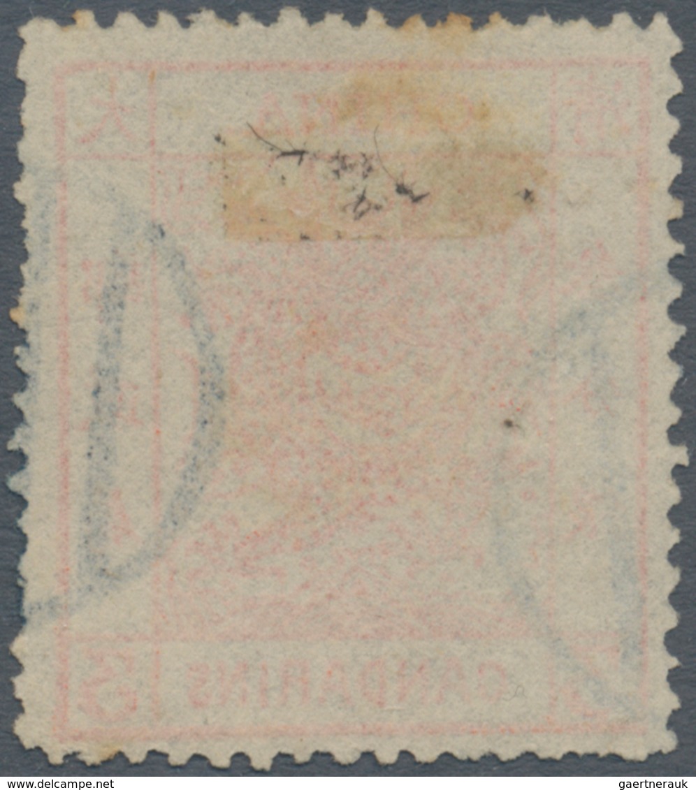 China: 1878, Large Dragon Thin Paper 3 Ca. Vermilion, Canc. Blue Seal (Michel Cat. 280.-) - Autres & Non Classés