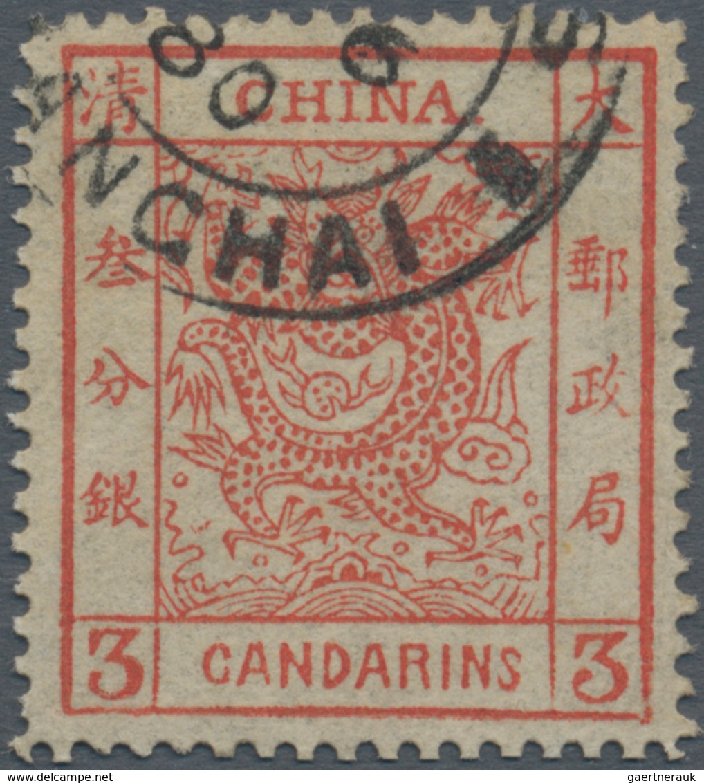 China: 1878, Large Dragon Thin Paper 3 Ca. Red Canc. Customs Dater "(SH)ANGHAI ... 80", Flawless Per - Sonstige & Ohne Zuordnung