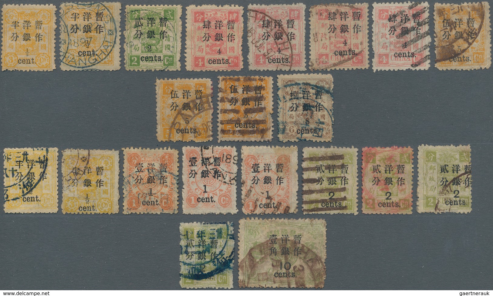 China: 1897, Cent Surcharges On Dowager Issues Inc. Small Figures (11) Up To 8 C./6 Ca. And Large Fi - Autres & Non Classés