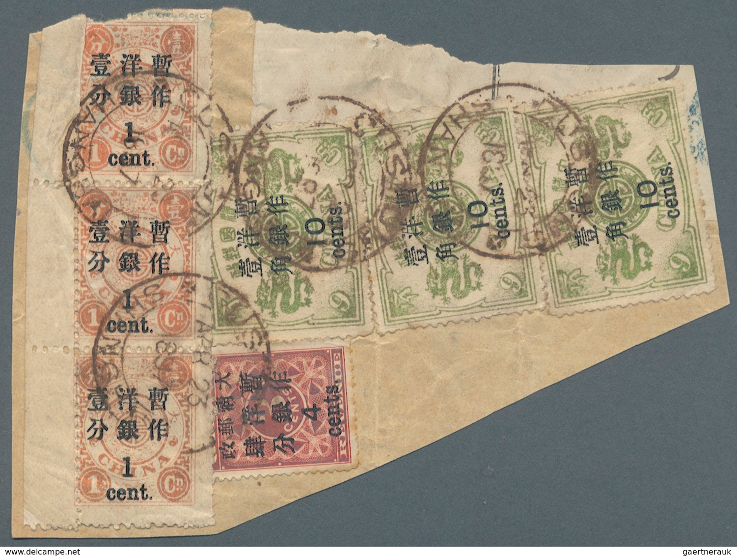 China: 1897, 4 C. On 3 C. Red Revenue And Empress Dowager 2nd Printing, 1 C. On 1 Cn. Red Orange, Ve - Sonstige & Ohne Zuordnung