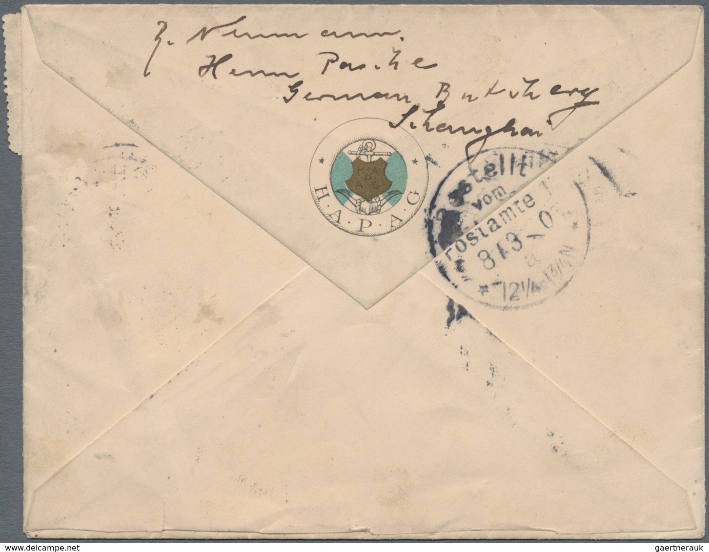 China: 1898, Coiling Dragon 1 C., 2 C. (2), 5 C. Salmon Tied German P.o. "SHANGHAI 1/2 01" To HAPAG - Sonstige & Ohne Zuordnung