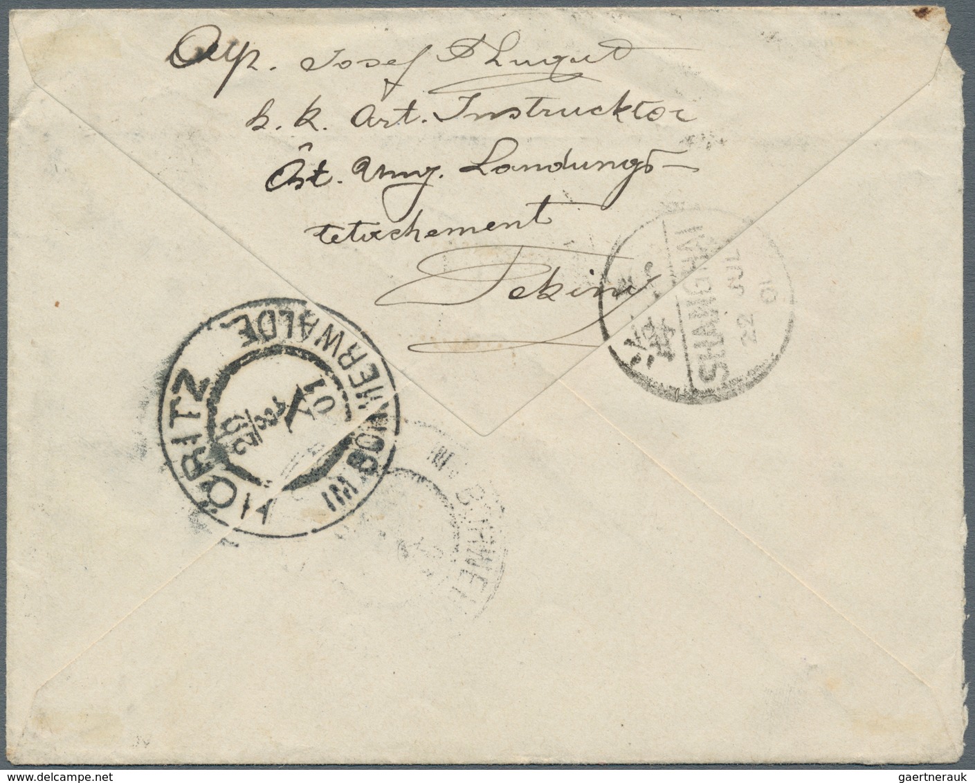 China: 1901, Coiling Dragon 10 C. Tied Oval Bilingual "PEKING JUL 16 1901" To Small Envelope In Comb - Autres & Non Classés