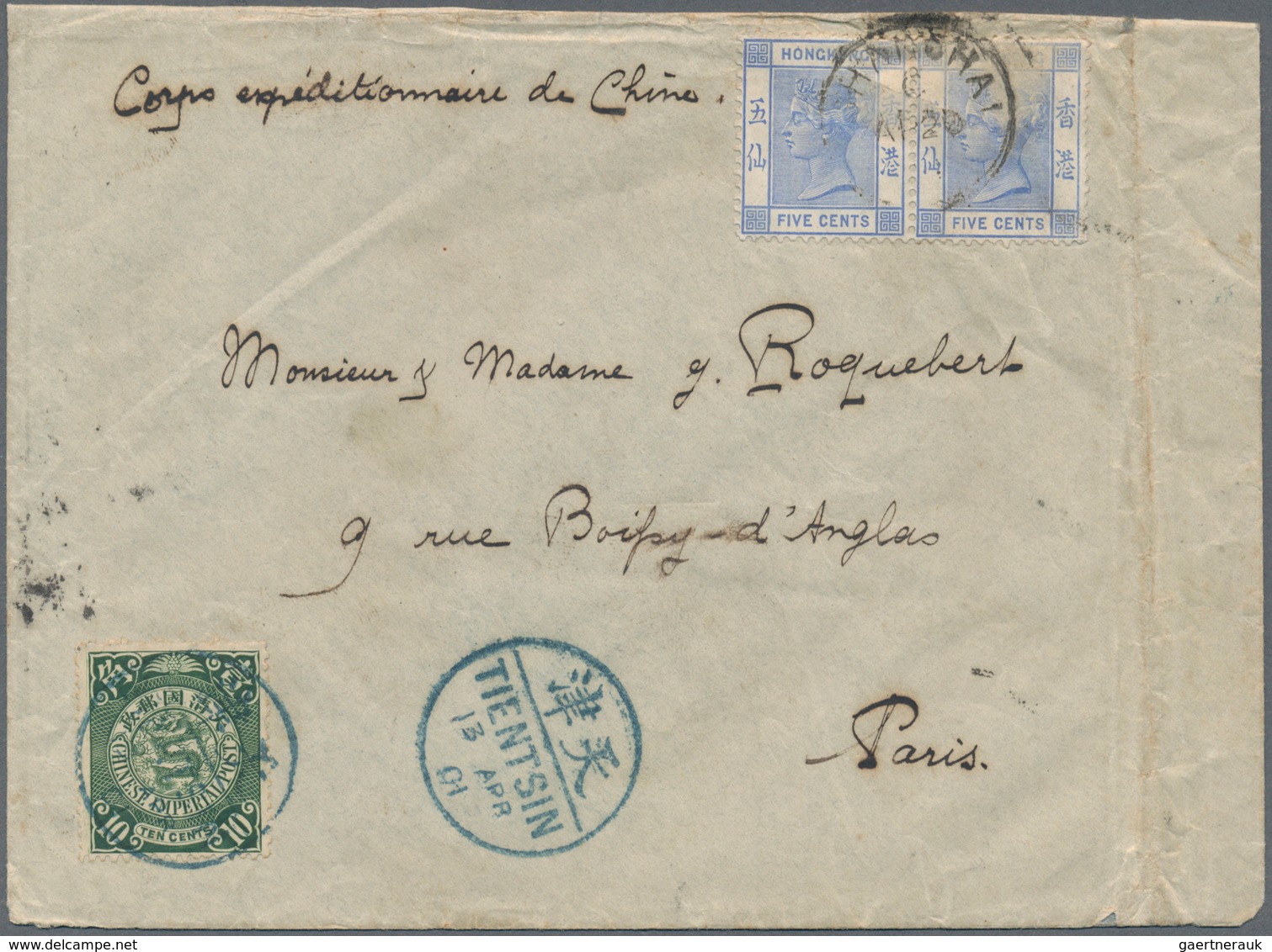 China: 1901. Envelope (creased, Vertical Fold At Right) Endorsed 'Corps Expeditionnaire De Chine' Ad - Sonstige & Ohne Zuordnung