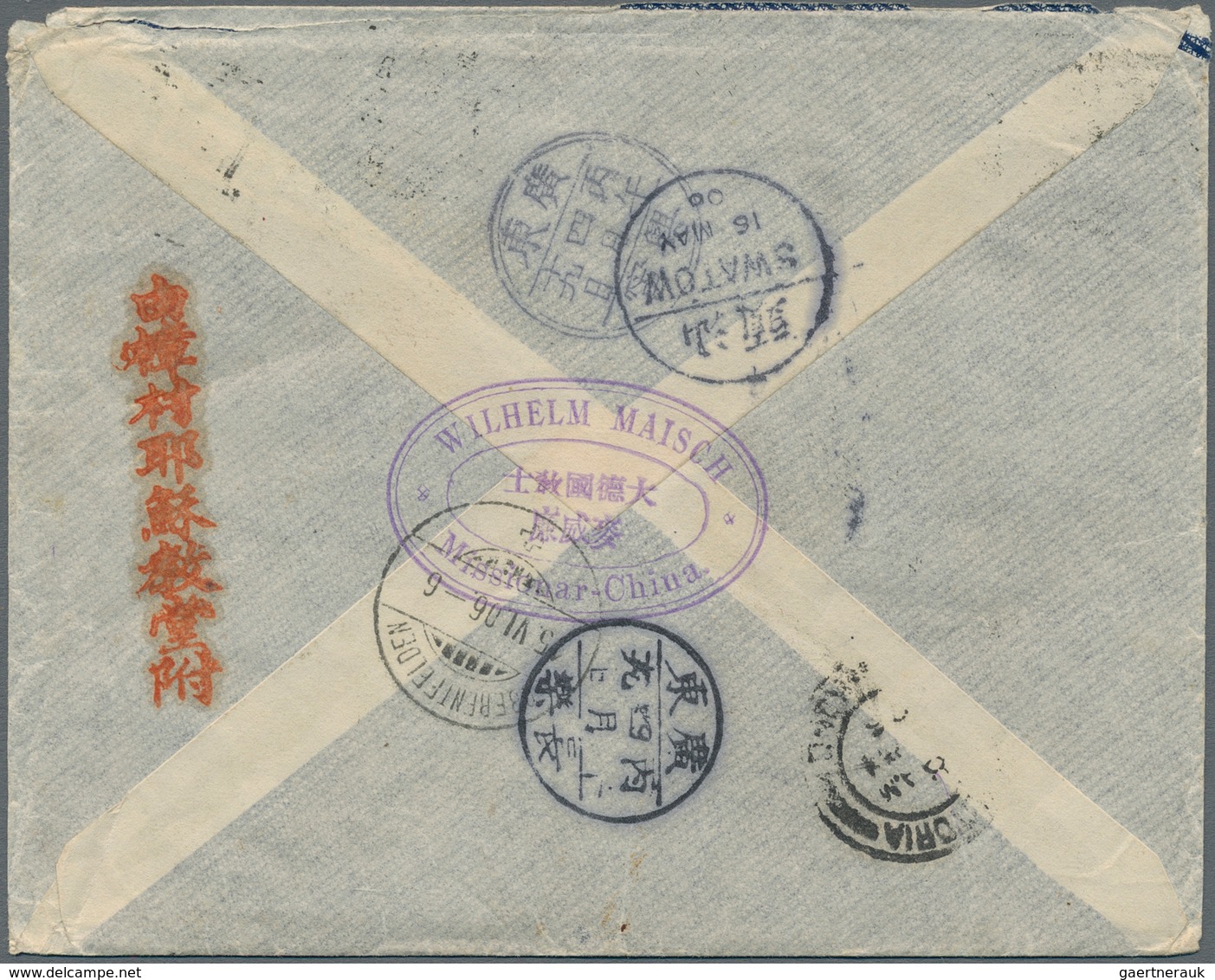 China: 1902, Coiling Dragon 10 C. Green (2) Tied Lunar Dater "Kwangtung Changpu -.4.13" To Cover To - Autres & Non Classés