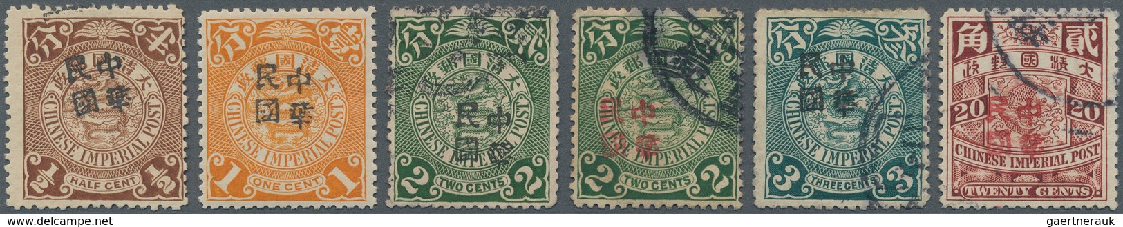 China: 1911, Local "China Republic" Overprints, Kiangsi Province Kiukiang, Ovpt. In Black On 1/2 C. - Autres & Non Classés