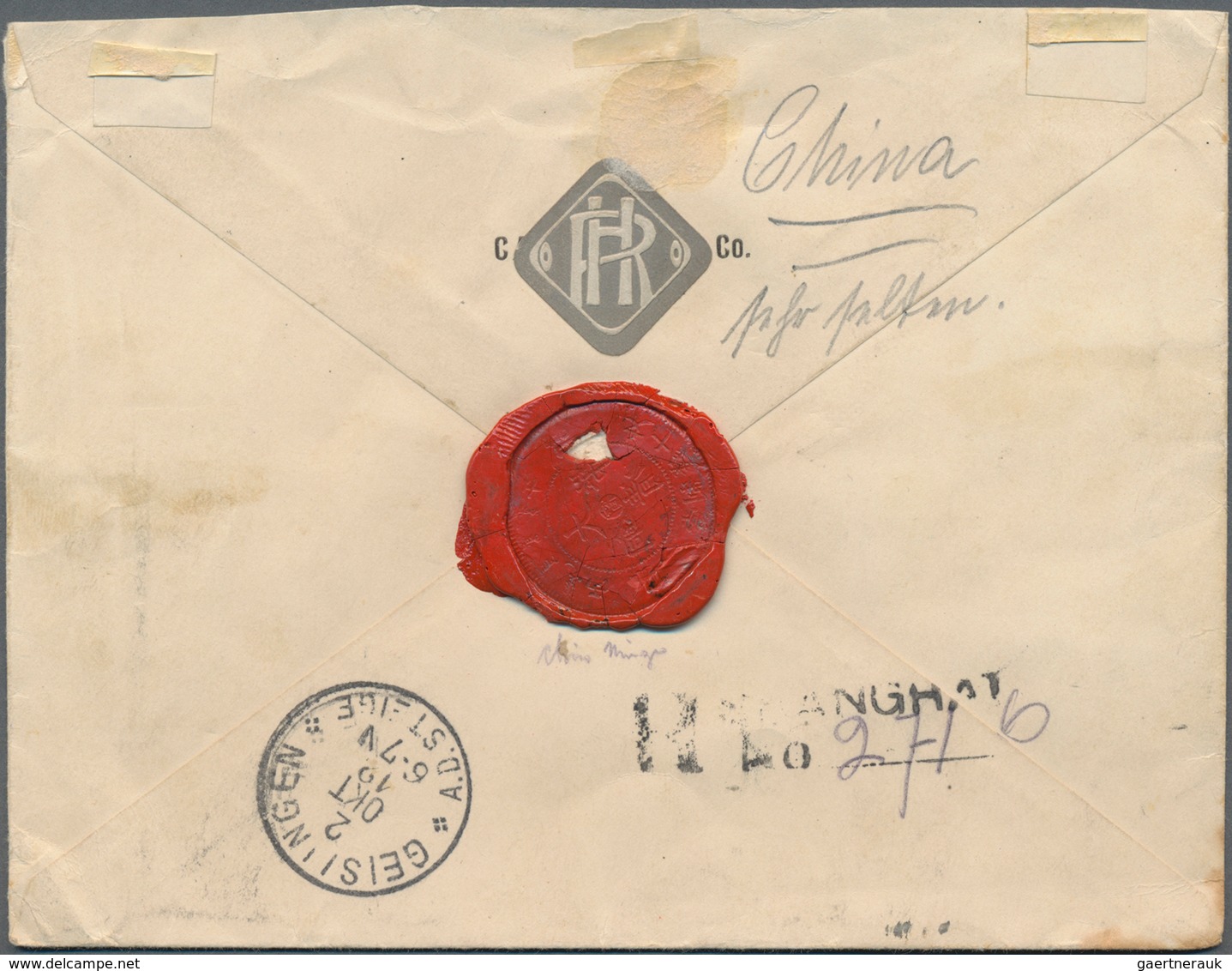 China: 1912, Commerical Press 1/2 C.-16 C. Nine Values Tied "SHANGHAI 17 SEP 12" To AR-registered Vo - Sonstige & Ohne Zuordnung
