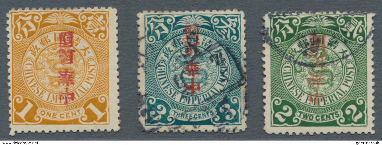 China: 1912, Commercial Press Ovpt, Ovpt. Inverted: 1 C. Unused Mounted Mint Resp. 3 C. Used (Chan 1 - Autres & Non Classés