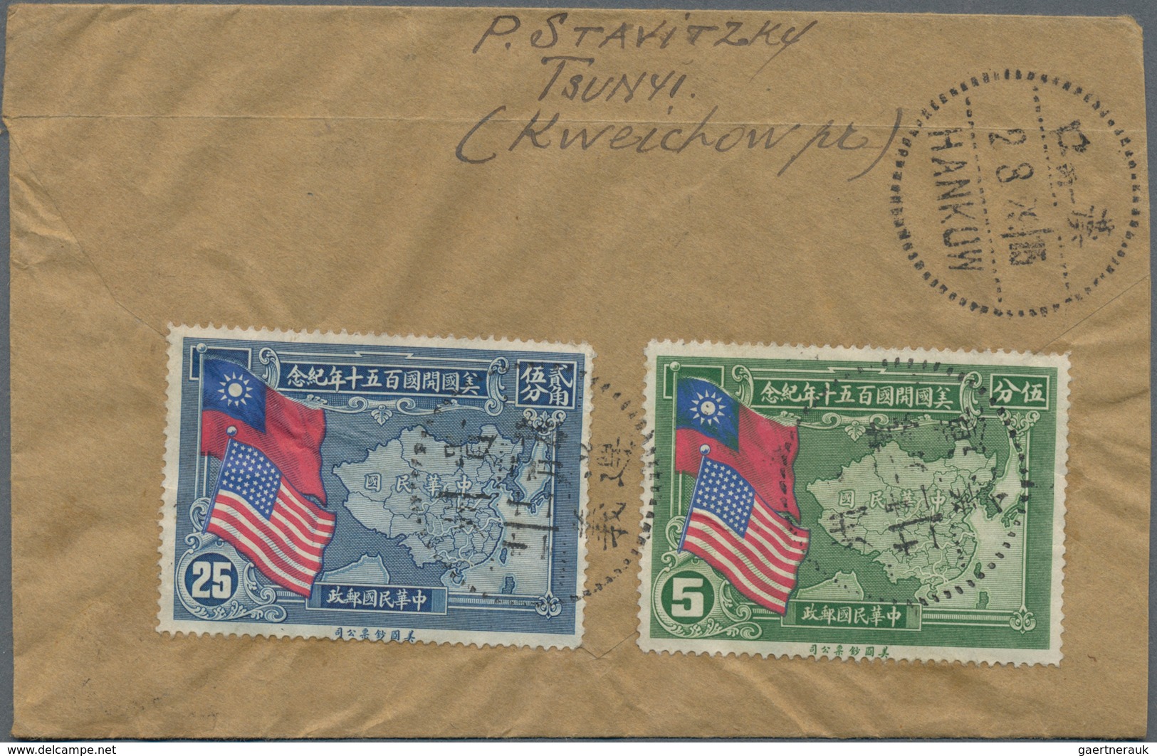 China: 1939, US Constitution 150 Years Set-ex Covers (4) Inc. Inland Airmail Tsunyi-Hankow, Register - Altri & Non Classificati