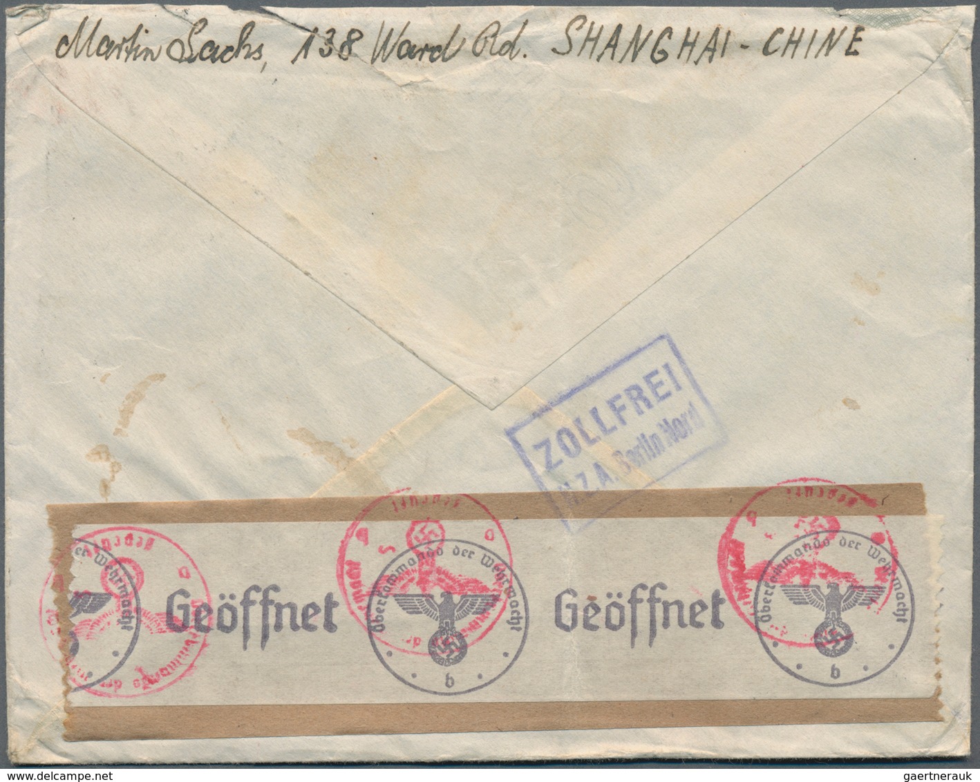 China: 1940/41, Covers (2) And Uprated Card (1) All Used Shanghai To Germany And German Censormark/c - Other & Unclassified