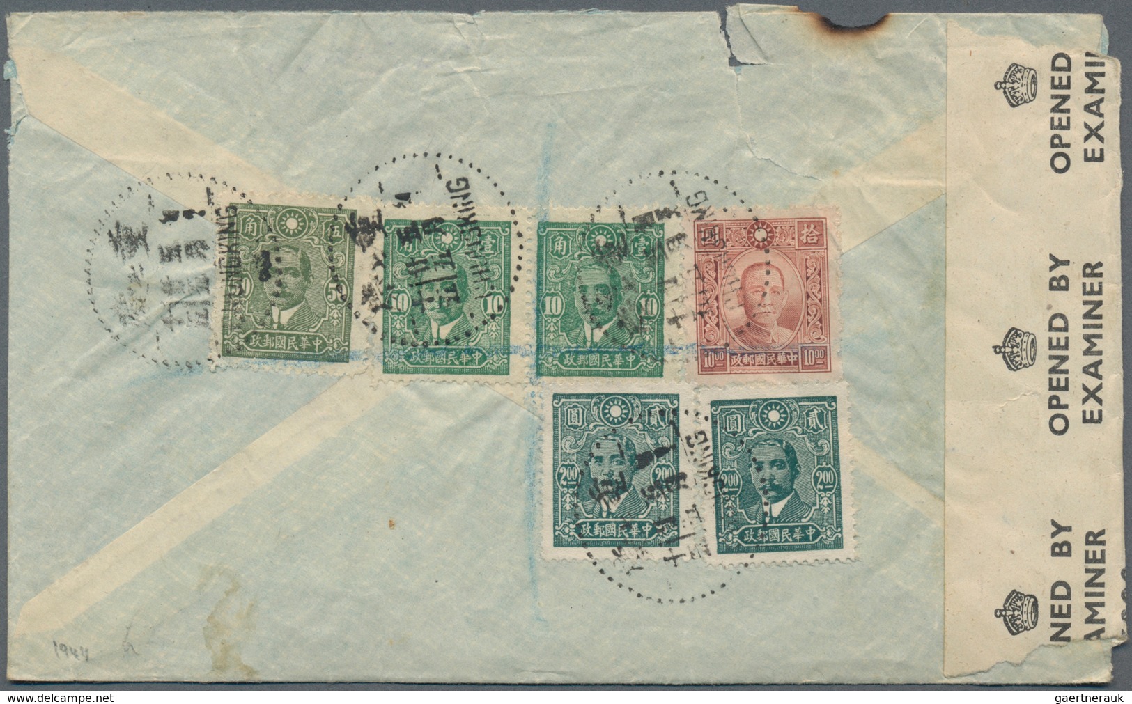 China: 1943/45, Air Mail Covers (4, Ex-3 Registered) To Foreign: $26.80 Rate "Chungking 32.7.27" To - Sonstige & Ohne Zuordnung