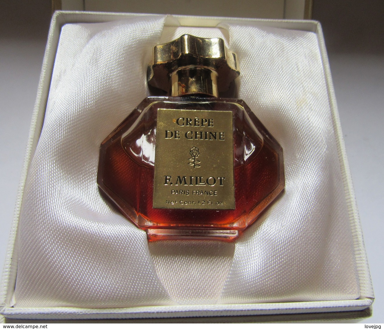 RARE Flacon De Parfum CREPE DE CHINE F. MILLOT 1/2 FL OZ - Miniature Bottles (in Box)