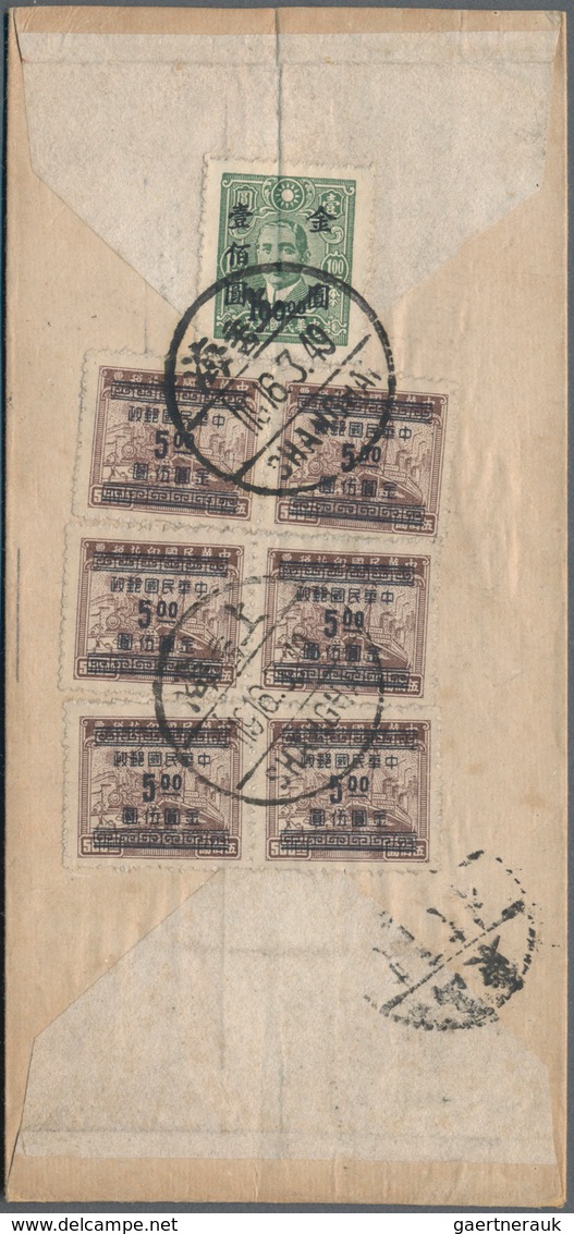 China: 1949, Surcharges On Fiscals, Covers (3), Two Inland And One To Germany. - Andere & Zonder Classificatie