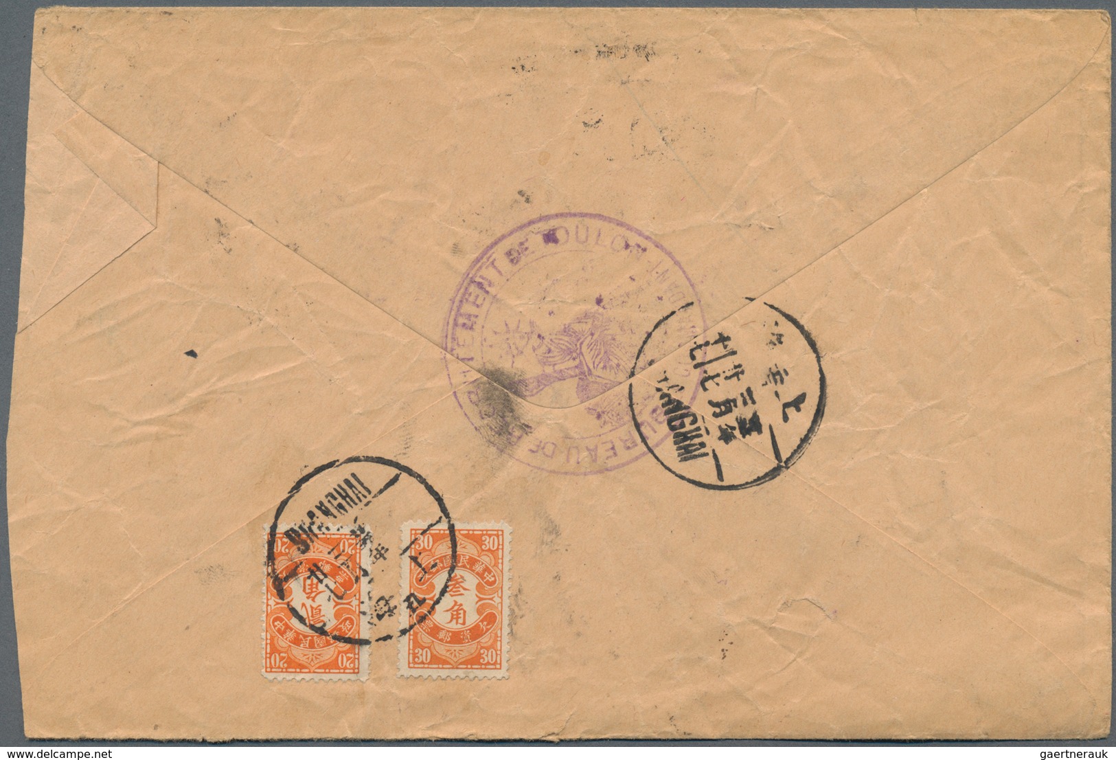 China - Portomarken: 1933/40, covers (3) resp. card (1) charged postage due with orange dues affixed