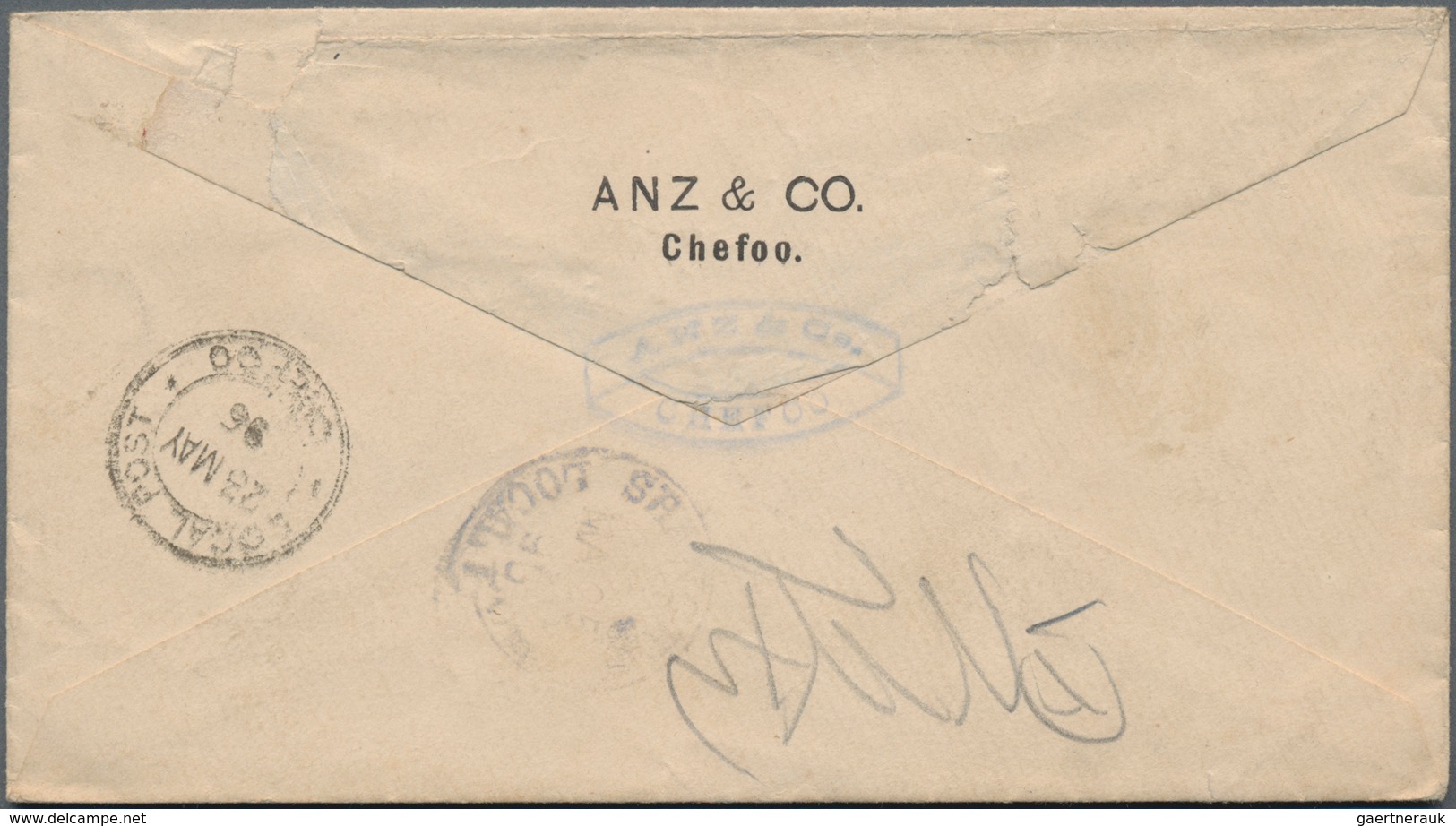 China - Lokalausgaben / Local Post: Chefoo, 1892, 1 C. Red Tied "LOCAL POST CHEFOO 23 MAY 95" To Cov - Andere & Zonder Classificatie