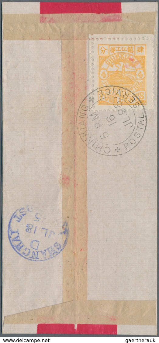 China - Lokalausgaben / Local Post: Chinkiang, 1895, 4 C. Yellow, A Top Margin Copy Tied "CHINKIANG - Andere & Zonder Classificatie