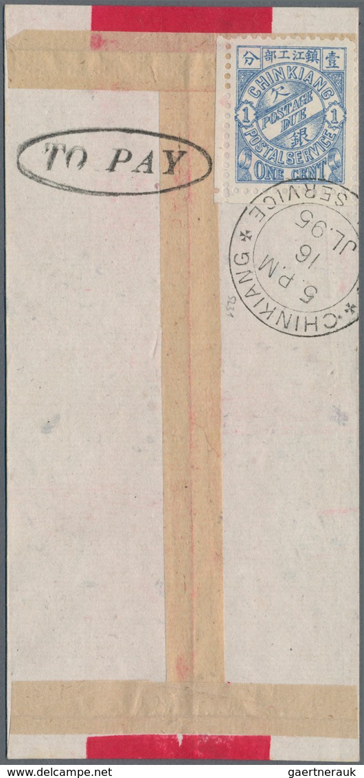 China - Lokalausgaben / Local Post: Chinkiang, Dues, 1895, 3rd Issue, 1 C. Blue Tied Oval "TO PAY" T - Otros & Sin Clasificación