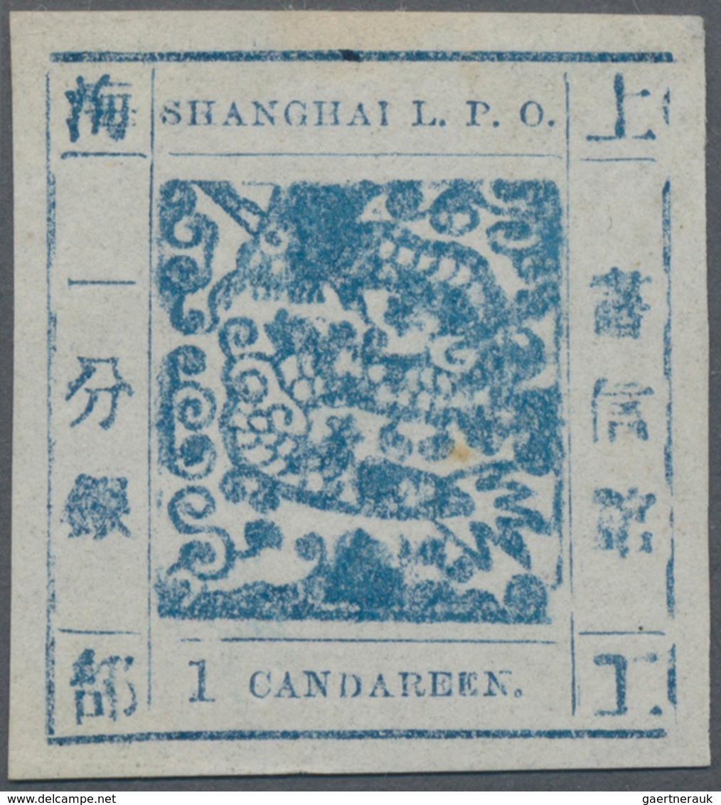 China - Shanghai: 1865, Large Dragon Non-seriffed, 1 Ca. Indigo On Thin Wove Paper, Liv. 35 Pr. 52, - Sonstige & Ohne Zuordnung