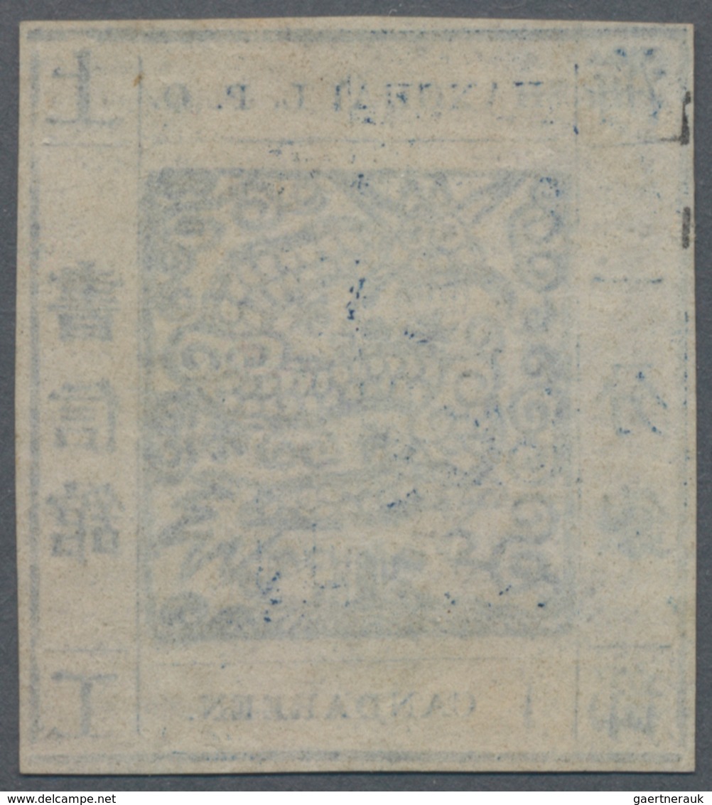 China - Shanghai: 1865, Large Dragon 1 Ca. Blue, Non-seriff, On Thin Paper, All Sides Full Margins, - Sonstige & Ohne Zuordnung