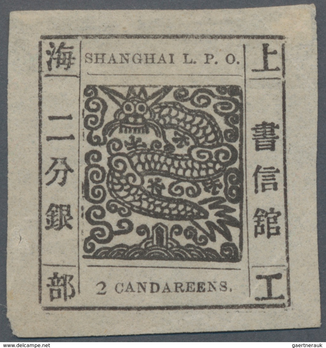 China - Shanghai: 1865, Large Dragon, "Candareens" In The Plural, Non-seriffed Digits, 2 Er Black On - Altri & Non Classificati