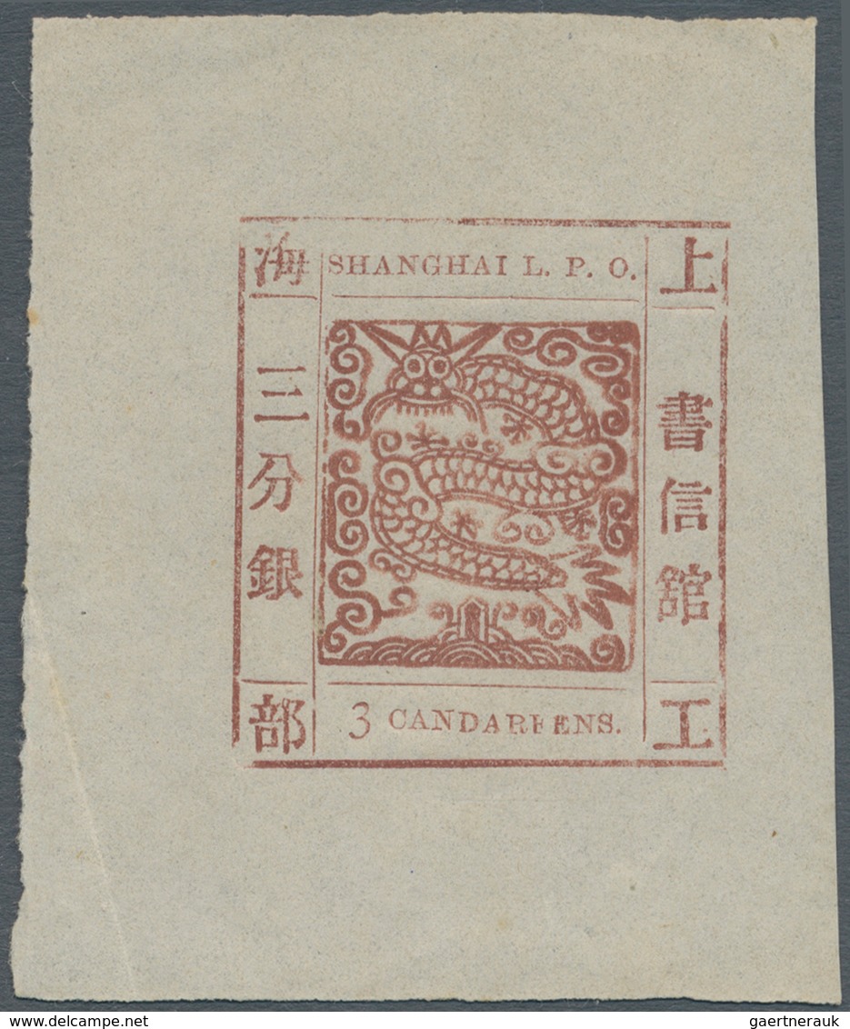 China - Shanghai: 1866, Large Dragon "Candareens" In The Plural, Non-seriff Digits, 3 Ca. Brownish R - Otros & Sin Clasificación