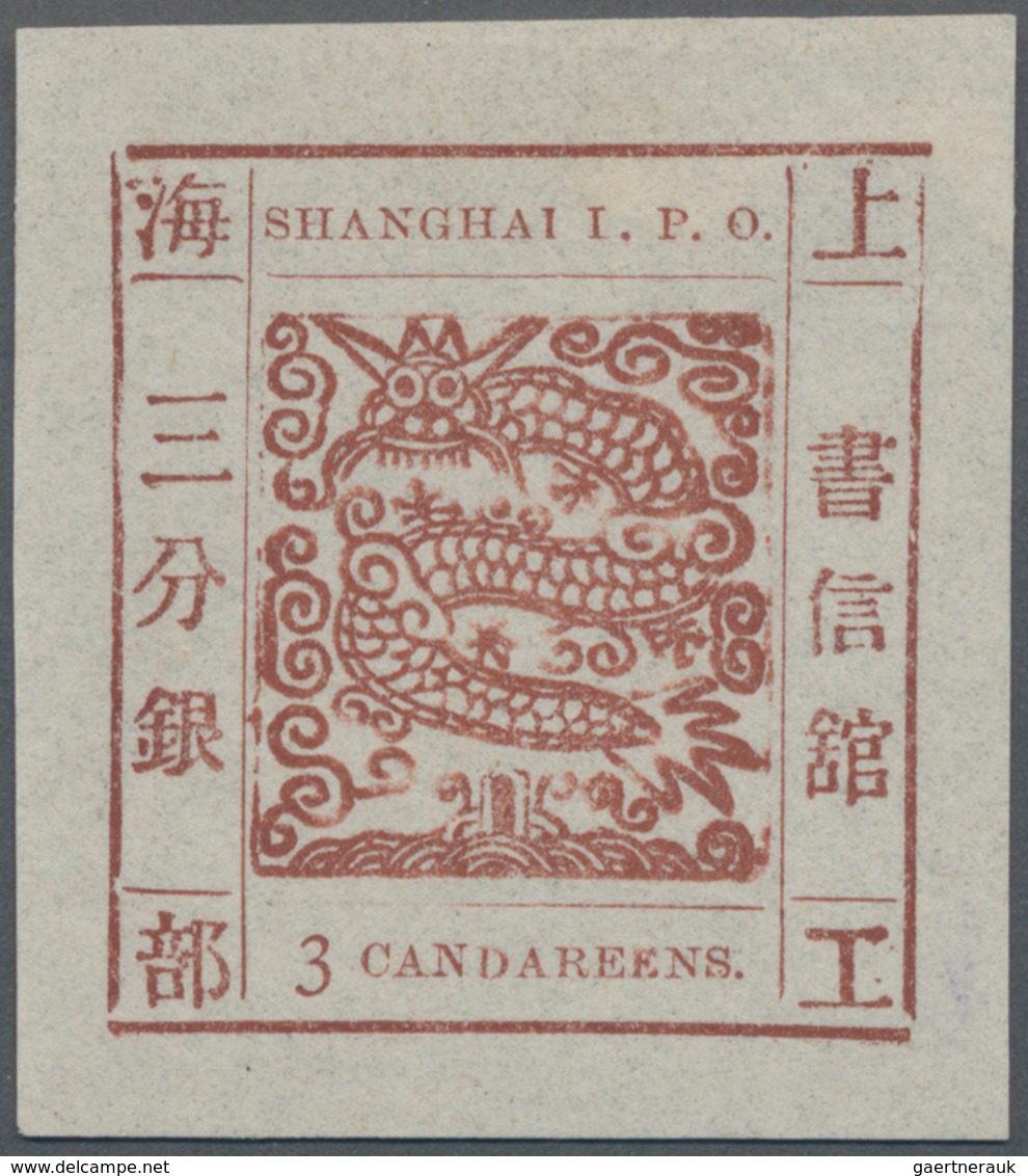 China - Shanghai: 1865, "Candareens." In The Plural, 3 Cands. Red-brown On Thin Wove Paper, Liv. 29 - Autres & Non Classés