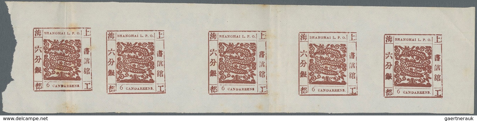 China - Shanghai: 1866, Large Dragon, "Candareens" In The Plural, Non-seriffed Digits, 6 Ca. Red-bro - Sonstige & Ohne Zuordnung