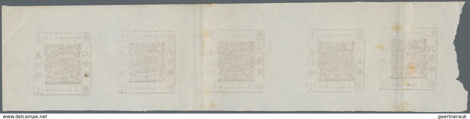 China - Shanghai: 1866, Large Dragon, "Candareens" In The Plural, Non-seriffed Digits, 6 Ca. Red-bro - Andere & Zonder Classificatie