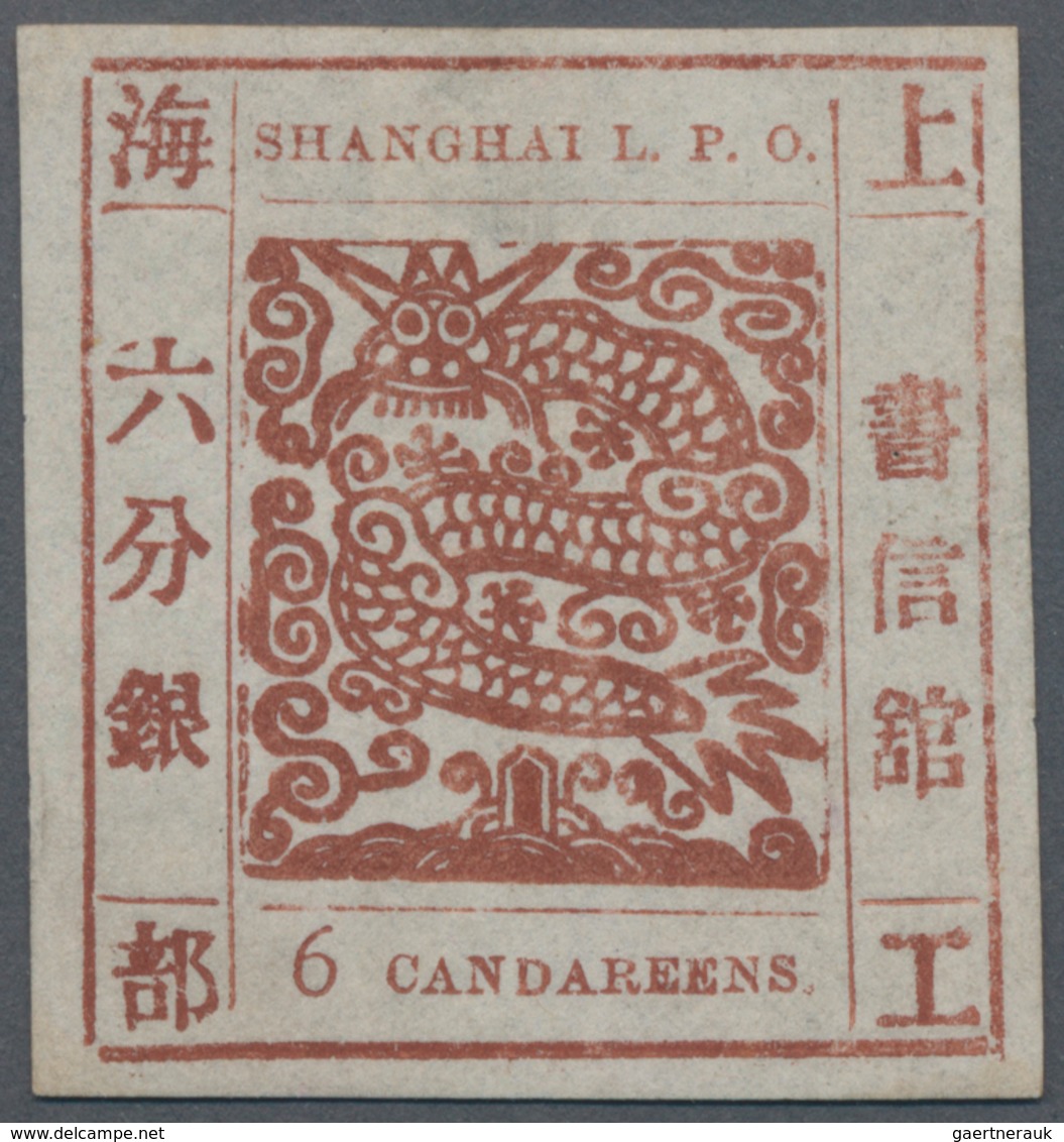 China - Shanghai: 1865, "Candareens." In The Plural, 6 Cands. Red-brown On Thin Wove Paper, Liv.31 P - Autres & Non Classés