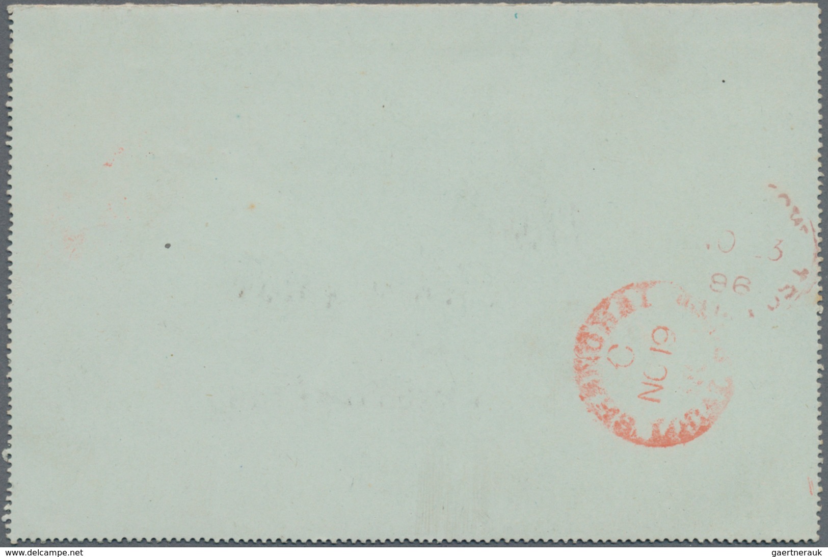 China - Shanghai: 1893, Letter Card 1 C. Brown Canc. Vermillion Circular Grid To Hankow, On Reverse - Other & Unclassified