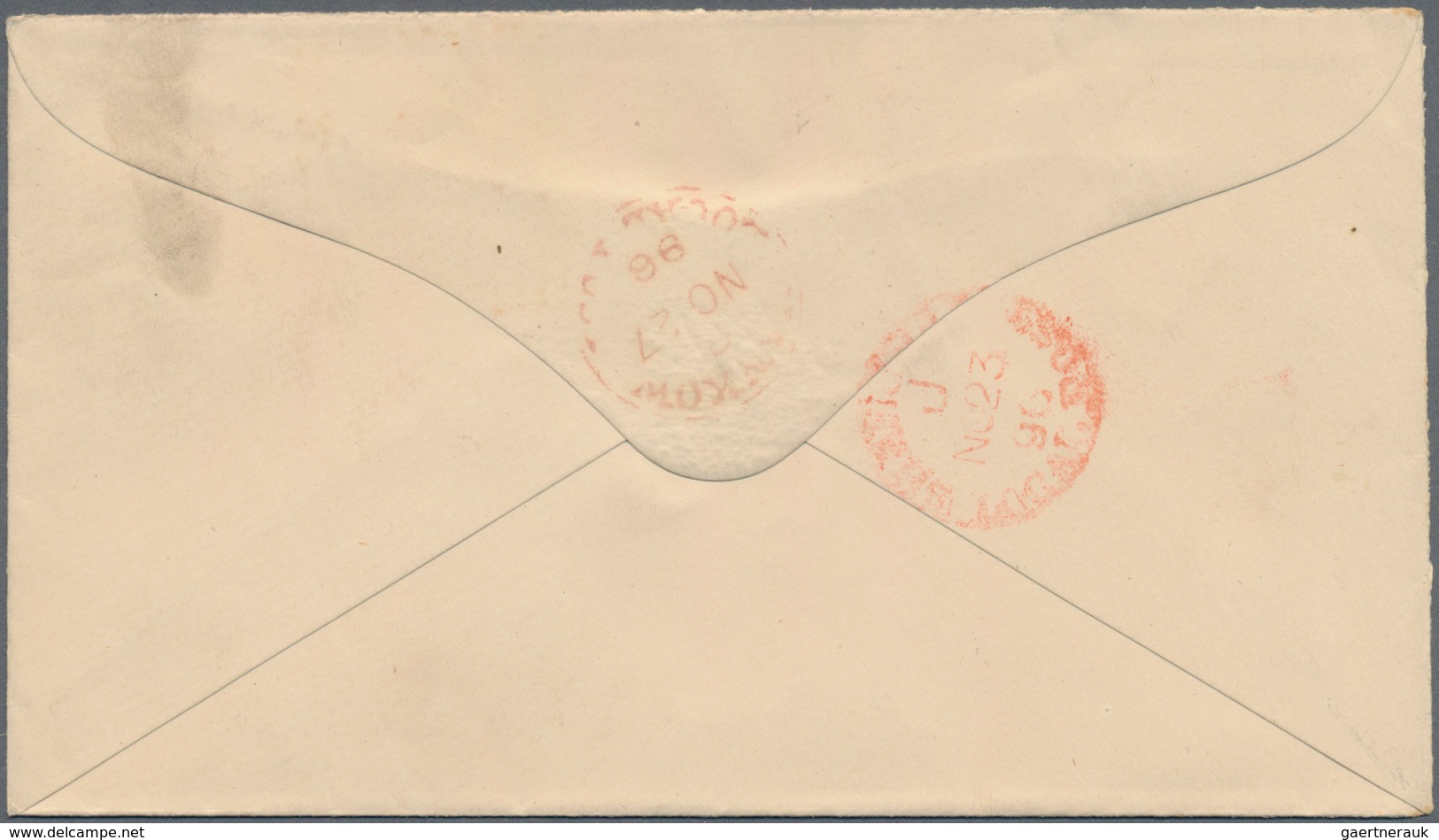 China - Shanghai: 1893, Envelope 1 C. Brown Canc. Vermillion Circular Grid To Hankow, On Reverse Ver - Sonstige & Ohne Zuordnung