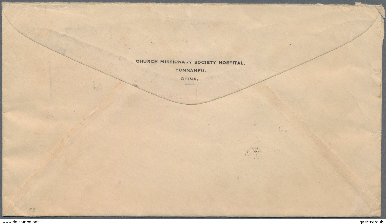 China - Provinzausgaben - Yunnan ( 1926/33): 1936, Envelope Addressed To London Bearing SG 398, 5 C. - Yunnan 1927-34