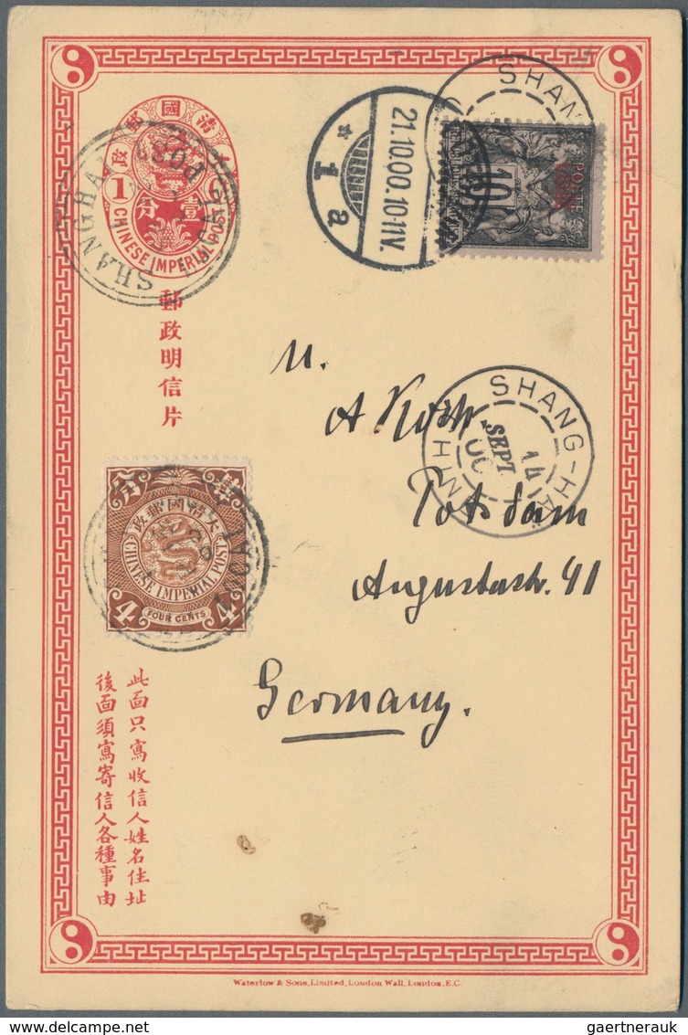 China - Ganzsachen: 1897/1908, Cards ICP (1), CIP (4, Inc. Three Reply, Two Used As German Field Pos - Cartoline Postali