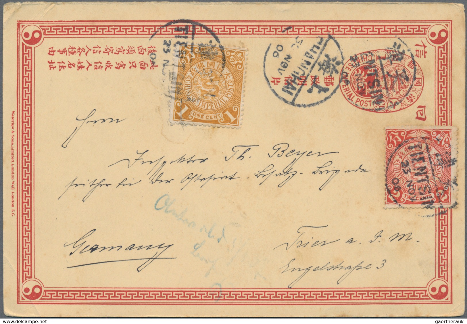 China - Ganzsachen: 1898, Card CIP Question Part 1 C. Uprated Coiling Dragon 1 C. (small Tear), 2 C. - Postales