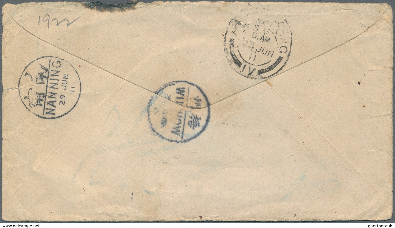 China - Incoming Mail: 1911, USA, Envelope Lincoln 5 C. "Brooklyn May 24 1911" To Wuchow, On Reverse - Otros & Sin Clasificación
